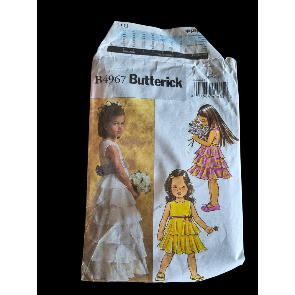 Butterick Patterns B4967 Children's/Girls' Dress and Cummerbund Size CL (6-7-8)